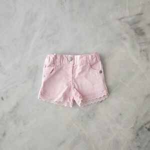 Boboli Pink Denim Shorts With Lace Trim